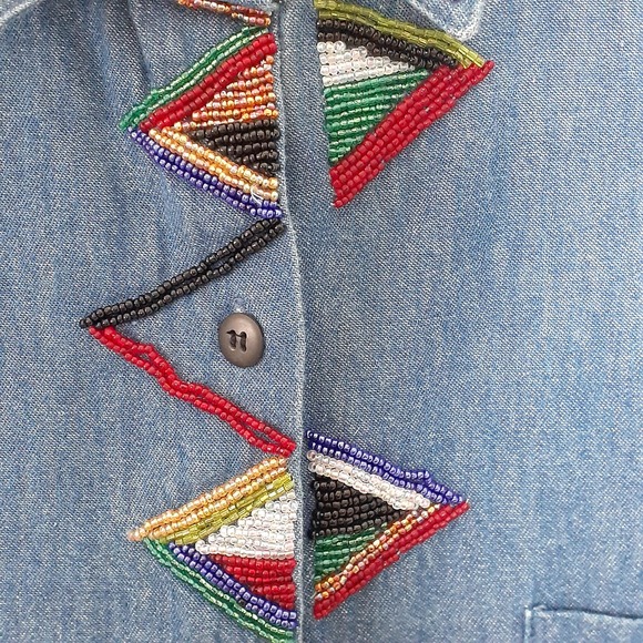 Vintage Westbound Long Sleeve Denim Beaded Blouse Size 2X - Picture 4 of 5